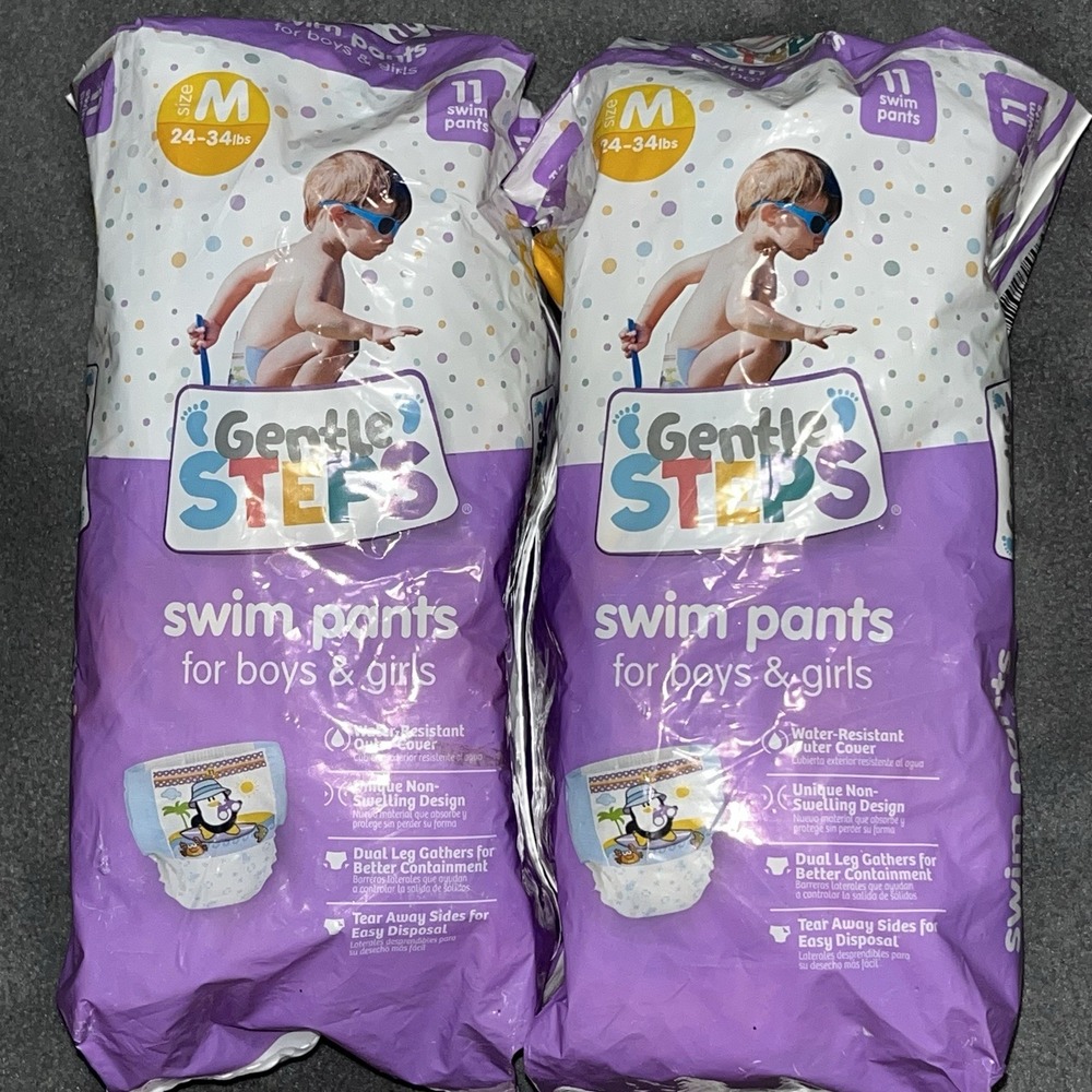 Lot of 2 Gentle Steps Swim Pants For Boys & Girls M 24-34 Lbs (1 Pack Missing 1)